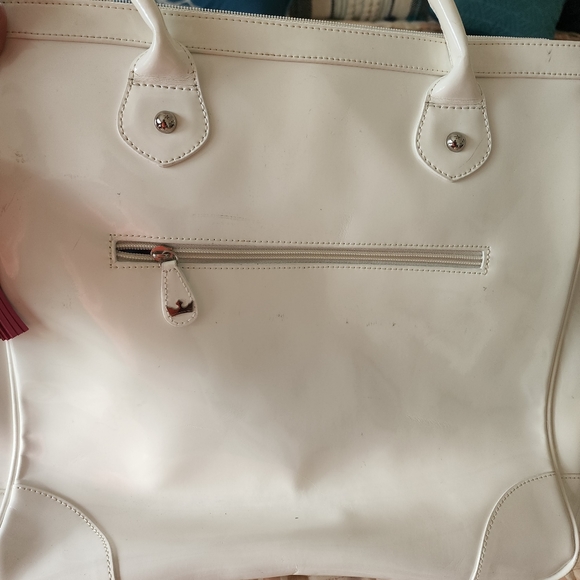NWT Baekgaard Pearl  White Genuine  Patent Leather Tote - Picture 11 of 14